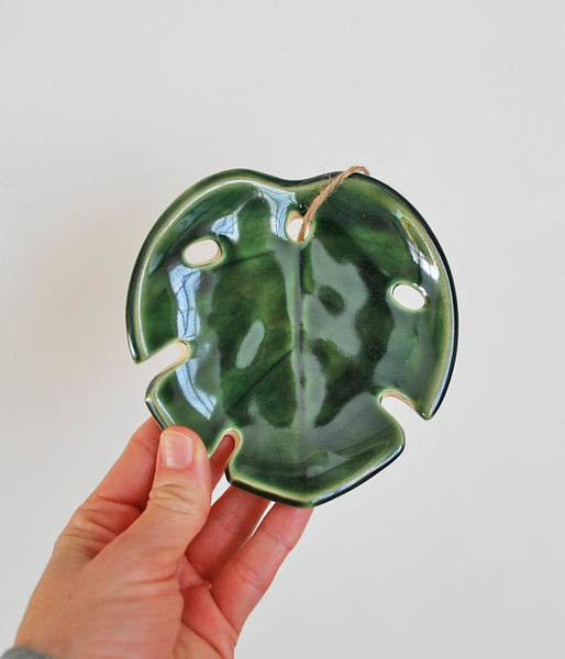 ceramic monstera leaf Green Philodendron Leaf Bowl - Monstera Leaf