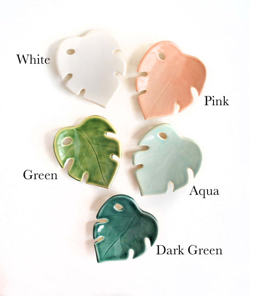 ceramic monstera leaf Monstera Green Leaf Bowl - Ceramic, Pottery - Handmade