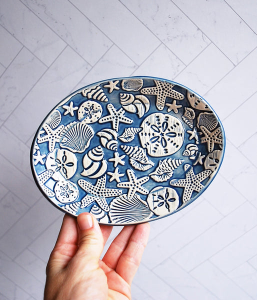 Blue Shell Oval Tray