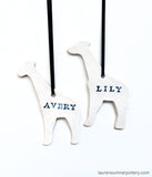 Giraffe Ornament, PersonalizedThis personalized porcelain giraffe ornament is a keepsake you will always treasure. Add a first name, last name, year or combination.
