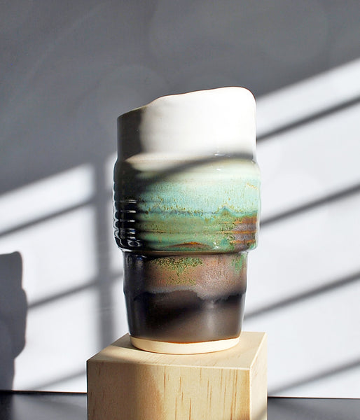 Travel Tumbler - Cream Green Brown