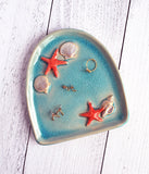 Aqua and Orange Shell Tray Jewelry Holder