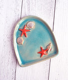 Aqua and Orange Shell Tray Jewelry Holder