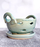 Berry Bowl - Aqua Fish Design with saucer
