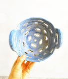 Berry Bowl - Blue Fish Design with Saucer