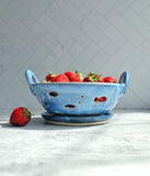 Berry Bowl - Dark Blue Fish Design with saucer