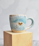 Espresso Cup - Blue with gold heart