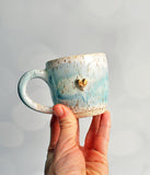 Espresso Cup - Blue with gold heart