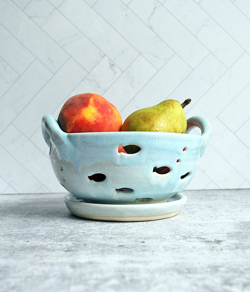 Berry Bowl - Aqua Fish Design with saucer