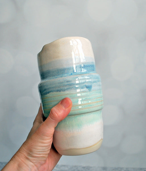 Travel Tumbler - Cream Blue Green