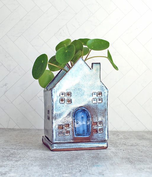 Blue House Planter - Large