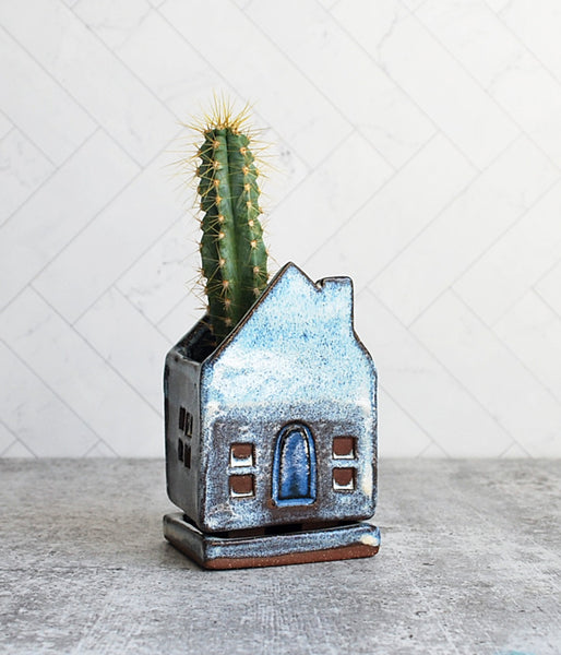 Blue House Planter - Small