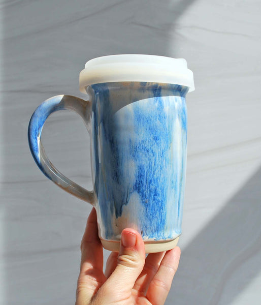 Blue and Cream Travel Mug
