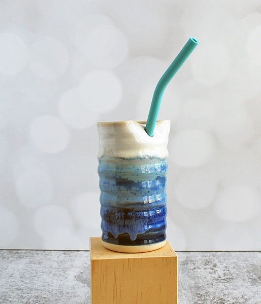 Straw Tumbler - Blue and White