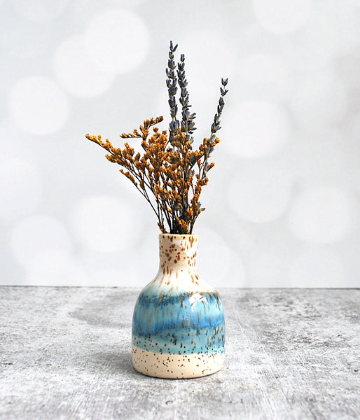 Vase - Speckle White and Blue - Small