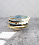 Tiny Gold Ring Dish - Blues and Greens Sparkle Dish