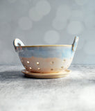 **Reserved** Berry Bowl - Large Cream and Blue with saucer