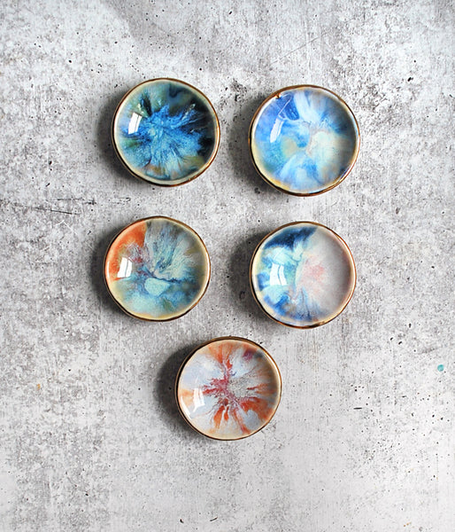 Tiny Gold Ring Dish - Multicolored Sparkle Dish