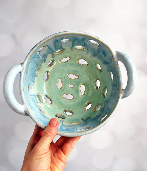 Preorder - Berry Bowl - Blue and Green Fish Design with Saucer
