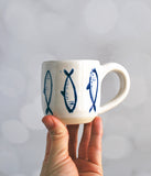 Espresso Cup - Blue Sardine Fish