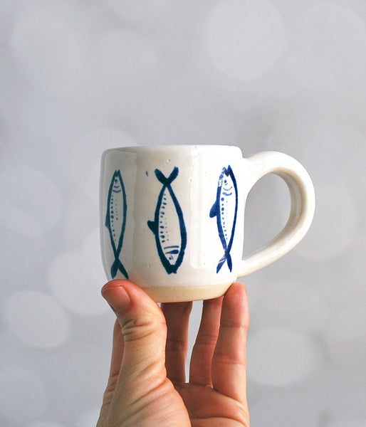 Espresso Cup - Blue Sardine Fish