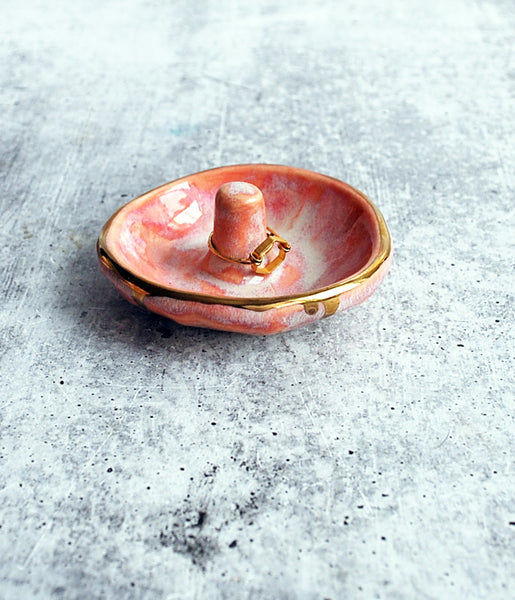 Pink and Gold Ring Dish