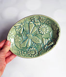 Green Bee Oval Tray