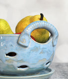 Berry Bowl - Light Blue Fish Design with saucer