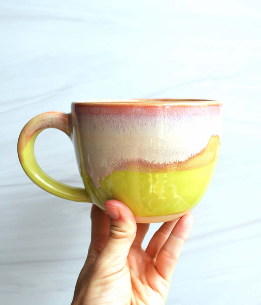 Ice Cream Mug - Pink and Chartreuse