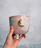Pink and Gold Moon Planter - Medium with tripod legs