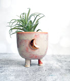 Pink and Gold Moon Planter - Medium with tripod legs