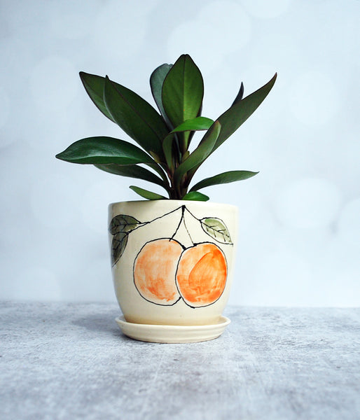 Orange Planter with Saucer