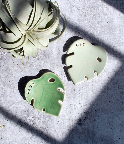 Personalized Monstera Leaf Ring Dish