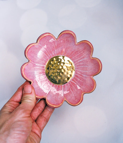 Pink Flower Jewelry Dish