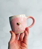 Espresso Cup - Pink with gold heart