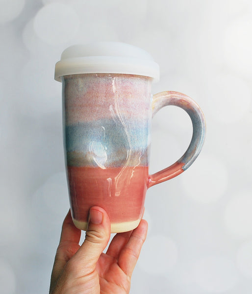 Pink Travel Mug with Handle