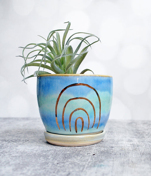 Blue Green Rainbow Planter - Medium