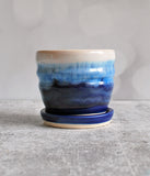 Blue Planter - Small Ridged