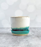 White and Green Planter - Medium