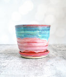 Pink and Aqua Sunset Planter - Large
