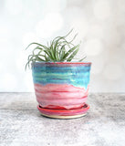Pink and Aqua Sunset Planter - Large