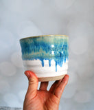 White and Blue Planter - Medium