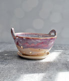 Berry Bowl - Large Cream and Purple with saucer