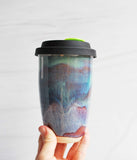 Purple and Green Travel Tumbler
