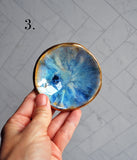 Tiny Gold Ring Dish - Blues and Greens Sparkle Dish