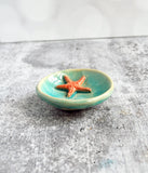 Aqua and Orange Starfish Ring Dish