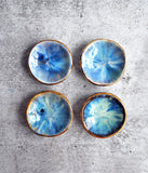 Tiny Gold Ring Dish - Blues and Greens Sparkle Dish