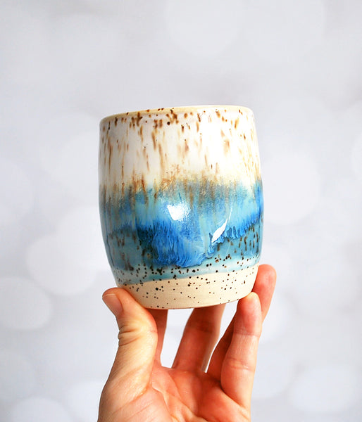 Blue and White Speckle Tumbler