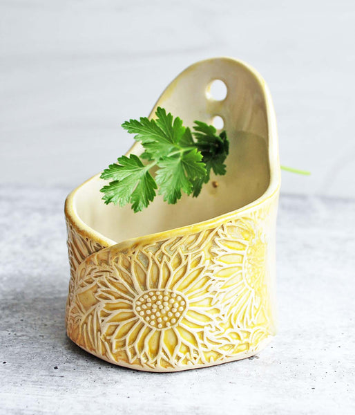 Sunflower design ceramic herb stripper