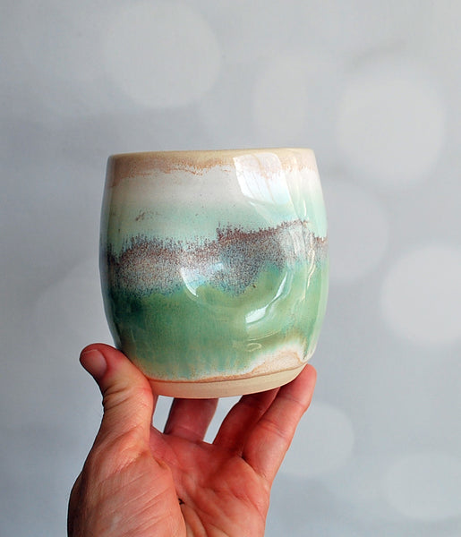 Green and Cream Tumbler